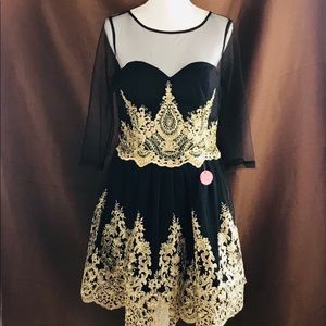 NEW holiday gold black chi chi London dress